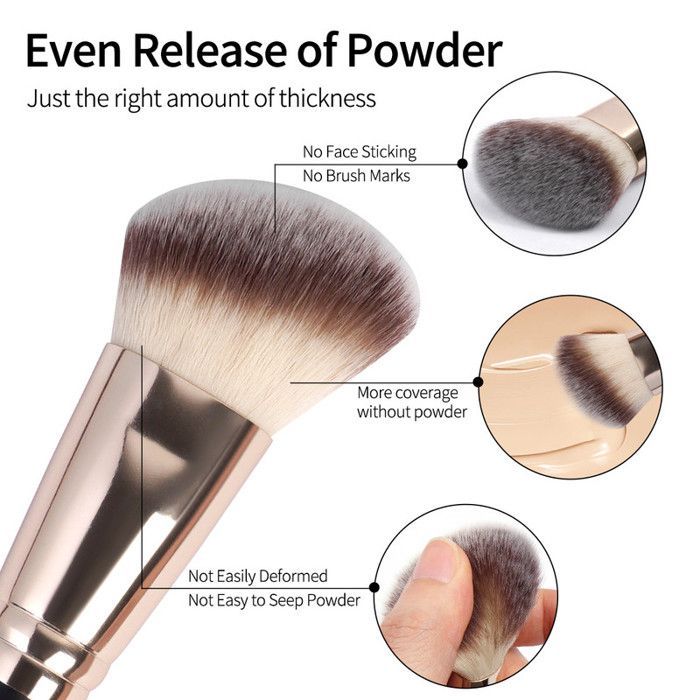 Image de Pinceaux de maquillage - Non spécifié - 3 pièces - Doublé - Rose doré - Compact et élégant - Unbranded