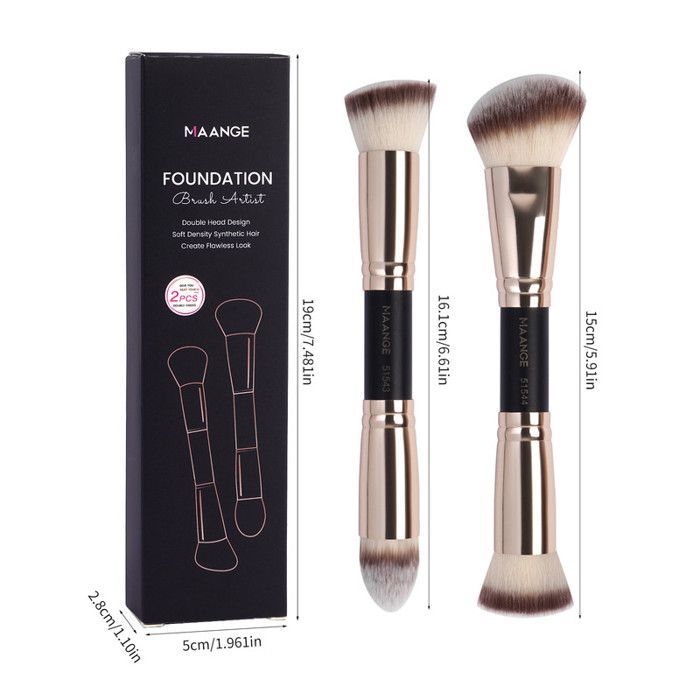 Image de Pinceaux de maquillage - Non spécifié - 3 pièces - Doublé - Rose doré - Compact et élégant - Unbranded