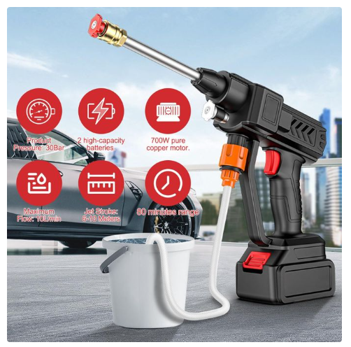 Pistolet de Lavage Haute Pression Portable Auto sans Fil 48V