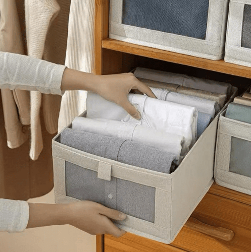 Rangement pliable pour vêtements - Beige - 40x27x17cm - Mixte - Optimise l'espace