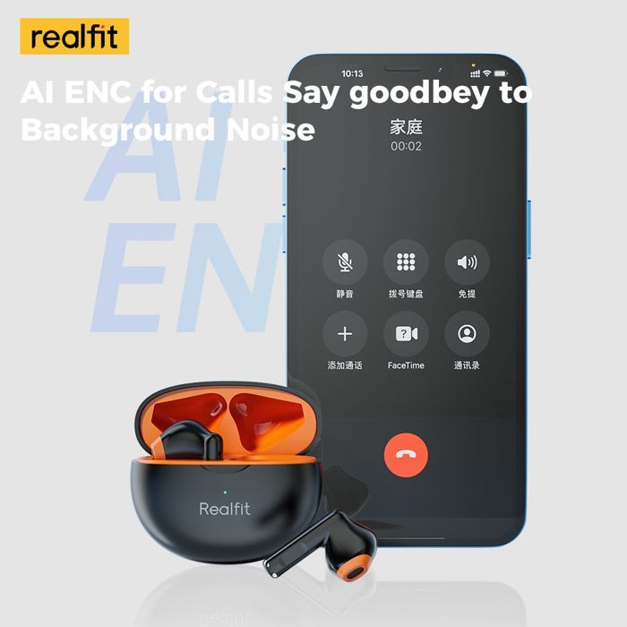 Image de Realfit F2 Bluetooth écouteur excellente qualité HIFI TWS sans fil couleur Noir - Unbranded