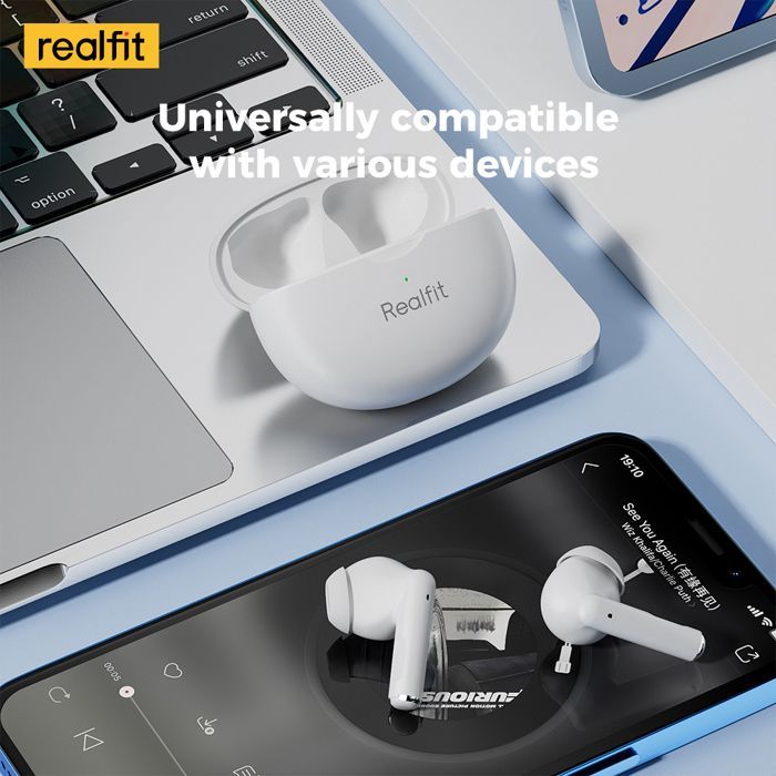Realfit F2 Pro ANC suppression Active du bruit Bluetooth couleur Blanc