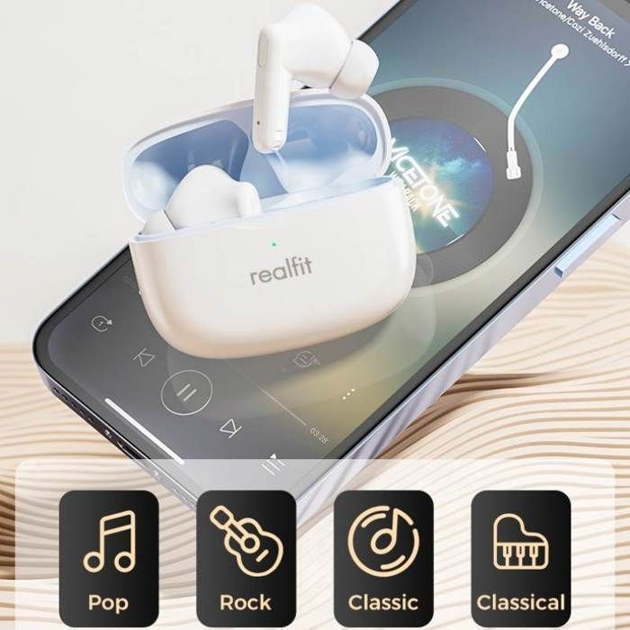 Image de Realfit F3 - Écouteurs Sans Fil ANC - 5h d’Autonomie &amp; Charge Rapide 1,5h - Blanc - Unbranded