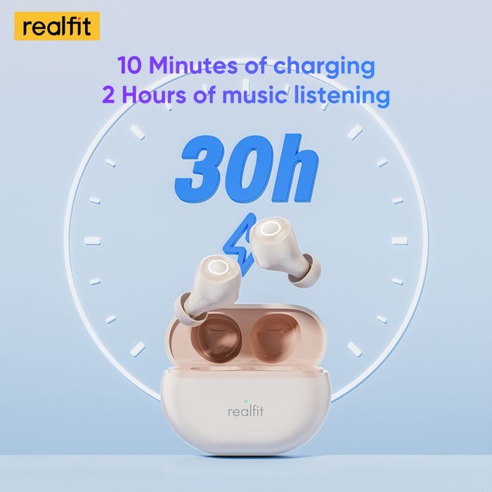 Image de Realfit F4 Mini ANC Bluetooth écouteurs 40dB suppression Active du bruit Couleur Beige - Unbranded