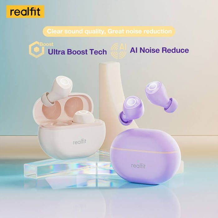 Realfit F4 Mini ANC Bluetooth écouteurs 40dB suppression Active du bruit Couleur Violet