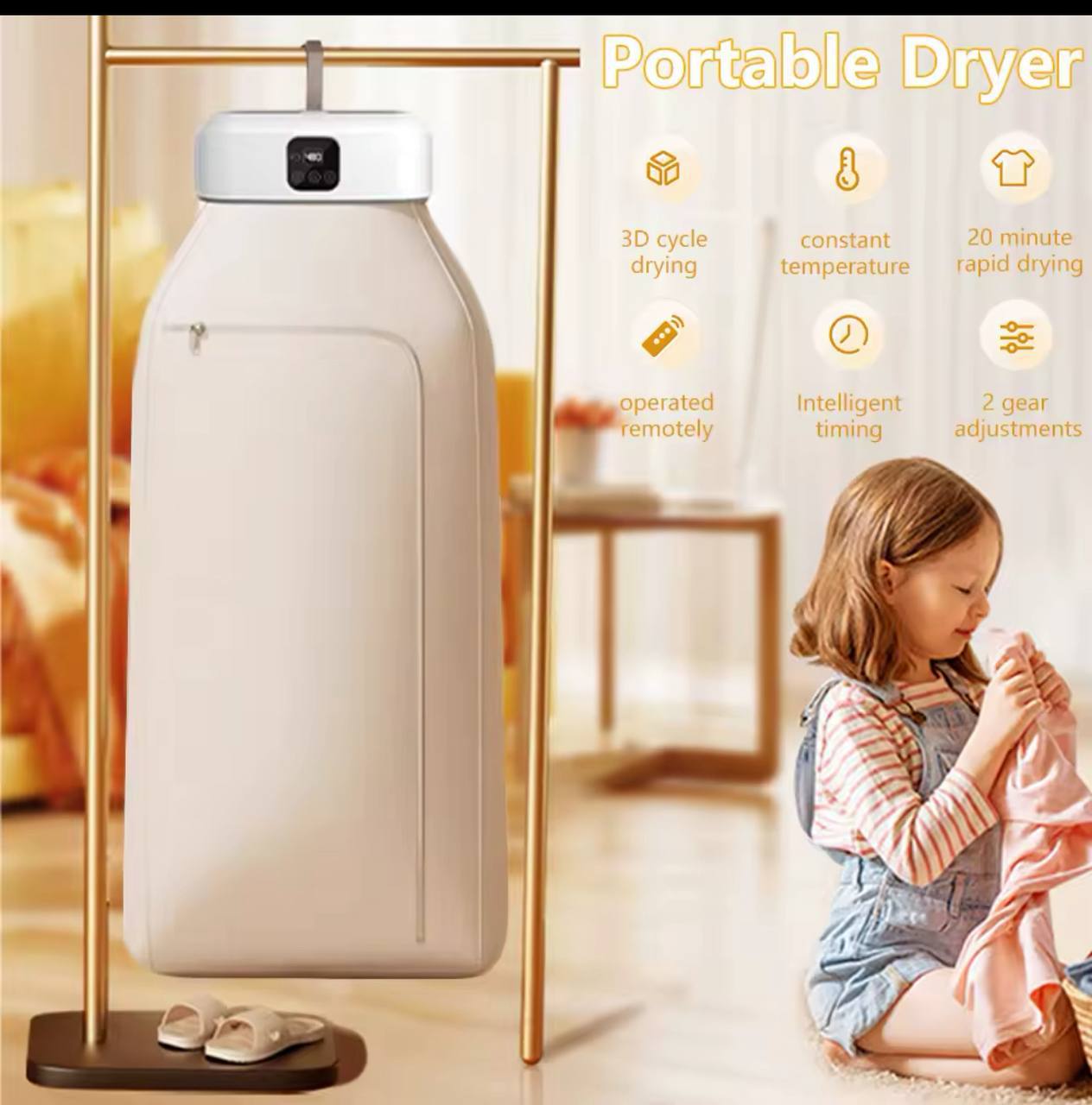 Image de Sèche-linge portable, sèche-linge électrique pliable, sèche-linge pliable, stérilisation UV, sèche-linge électrique portable - Unbranded