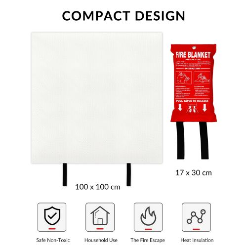 Image de SITERWELL Fire Blanket, fibre de verre, protection incendie et survie - Unbranded