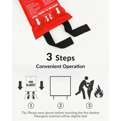 Image de SITERWELL Fire Blanket, fibre de verre, protection incendie et survie - Unbranded