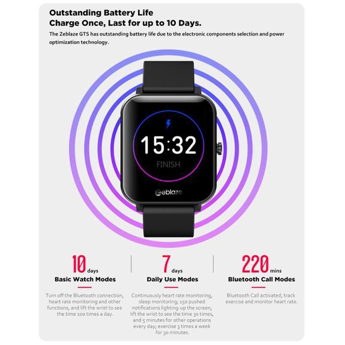 Image de Smart Watch Zeblaze GTS montre connectée intelligente Bluetooth appel IP67 étanche IPS écran tactile moniteur de fréquence - Unbranded