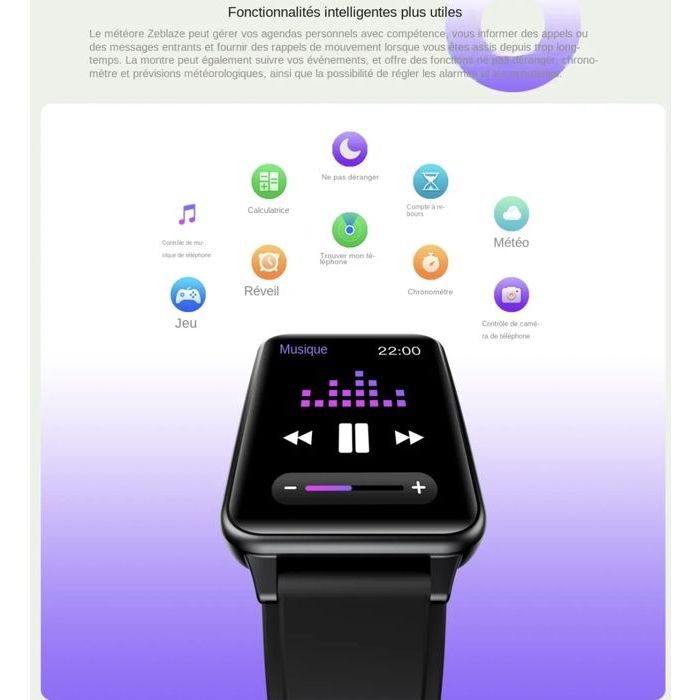 Image de SMART WATCH Zeblaze Meteor Montre Connectée pour hommes étanche moniteur d'activité physique pour téléphone - Unbranded
