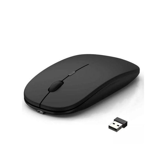 Souris rechargeable portable sans fil silencieuse compatible Bluetooth et USB 2,4 GHz