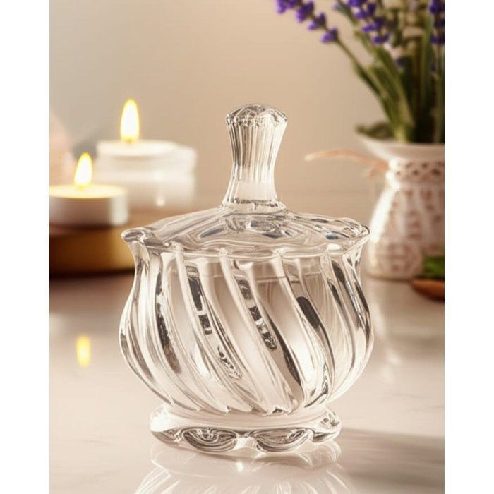 Sucrière -bonbonnière en verre avec couvercle en cristal, petit bol de sucre couvert décoratif