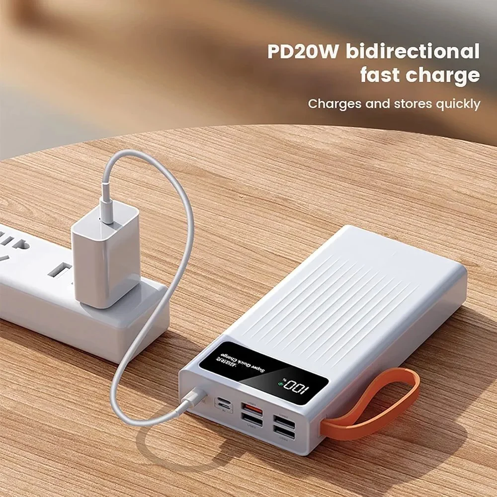 SUNPIN Power Bank Rapide Powerbank pour Gilet Chauffant Veste Batterie Haute Capacité pour Téléphone Portable avec 4 Câbles Lampe De Poche,Blanc,20000mAh