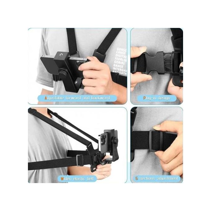 Image de Support de Téléphone et GoPro réglable avec sangle de poitrine, fixation rapide - Unbranded