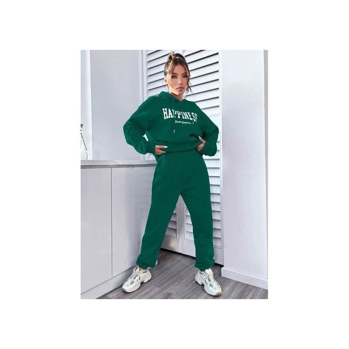 Survêtement 2 Pièces Ensemble Jogging Tracksuit Hoodies Femmes Ref 54 - Vert