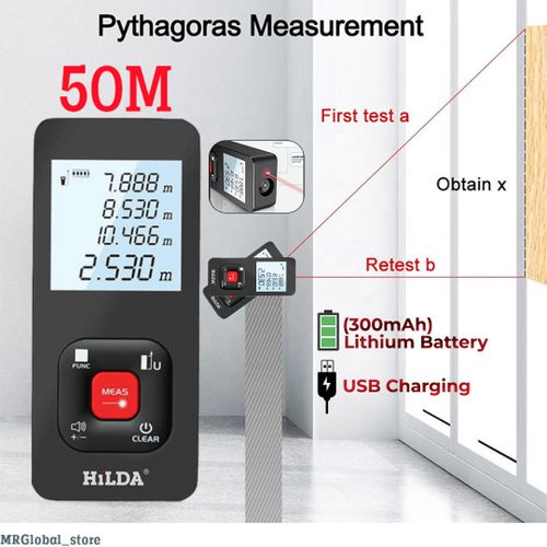 Télémètre laser numérique 50m, distance mètre laser , rechargeable USB