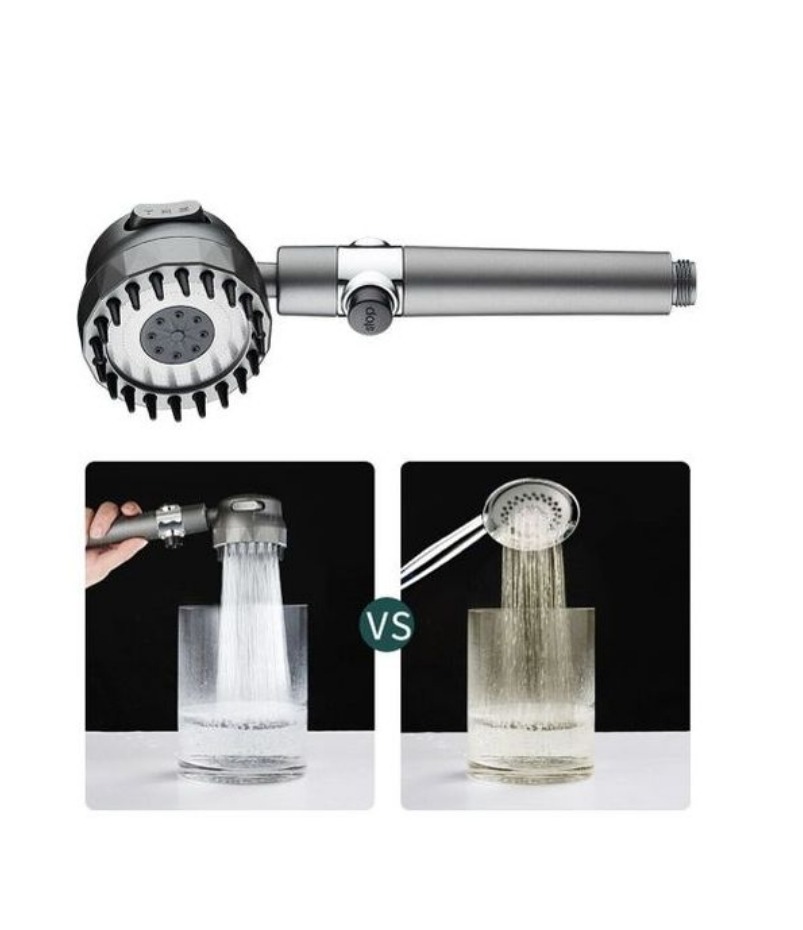 Tête de Douche Haute Pression,à 3 Modes réglages de pulvérisation,brosse massage