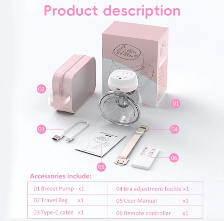 Tire-lait électrique 1 pièce portable de grande capacité, 210ml, mains libres, sans BPA, avec affichage LED, 3 modes et 12 recyclables + 10 sachets de lait cadeau