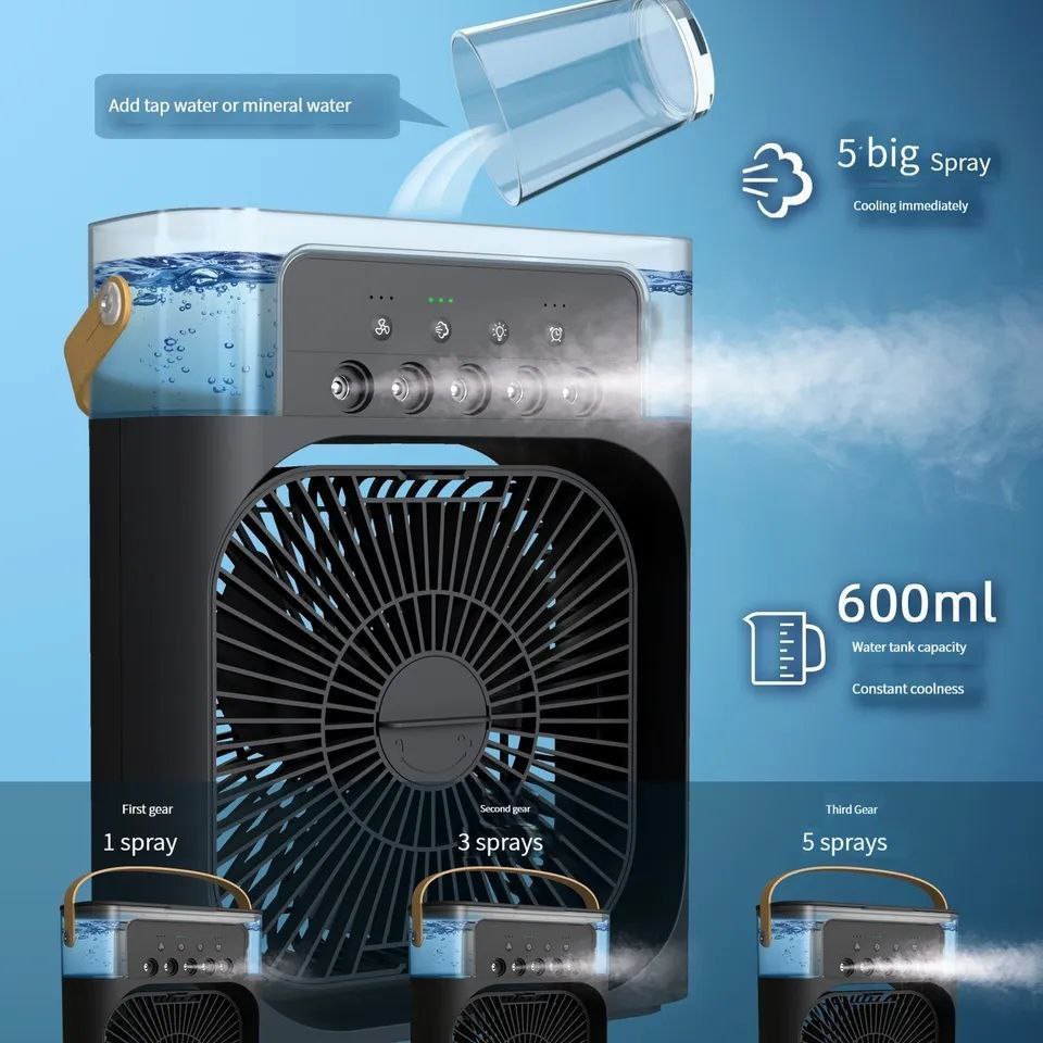 Image de Ventilateur Portatif 3 en 1 – Refroidisseur d’Air, Humidificateur et Ventilateur USB