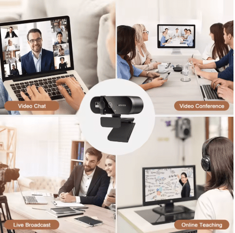 Image de Webcam 1080P Microphone integre, USB, avec couvercle anti-espion - Unbranded