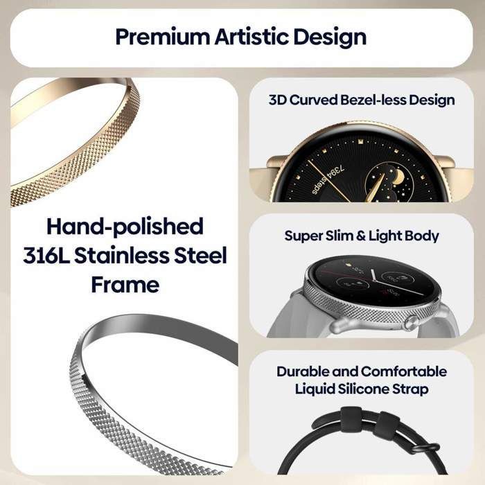 Zeblaze GTR 3 Pro - Montre Intelligente AMOLED Affichage 316L En Acier Inoxydable - Gold