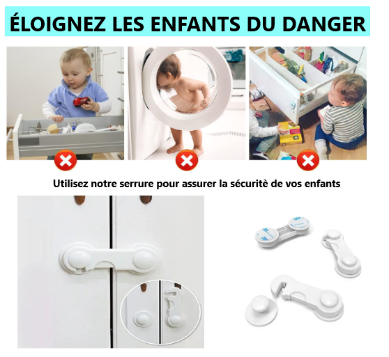 3 Pièces Serrure de sécurité pour Armoire, Réfrigérateur, Tiroir ....