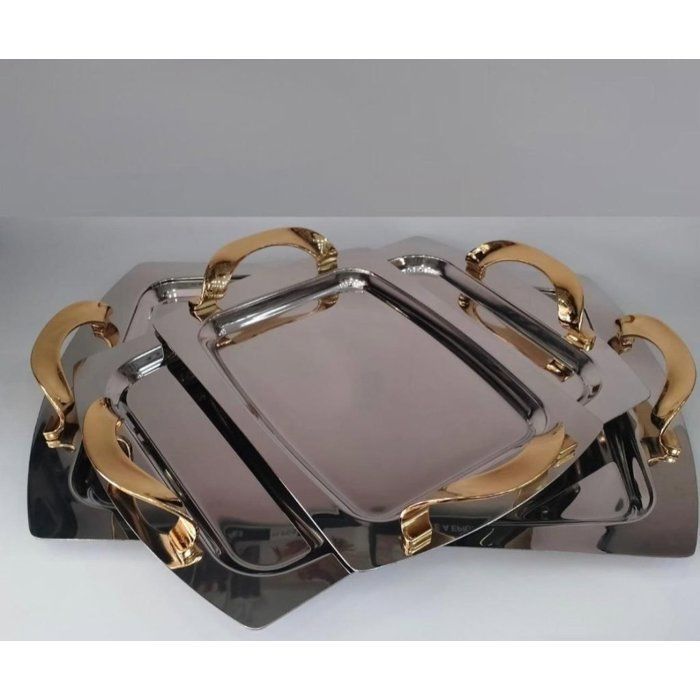 3 PLATEAU ANCES DORE CARRE RECTANGULAIRE GM 47/34,5CM MM 32,5/27.5CM PM 30,5/22CM