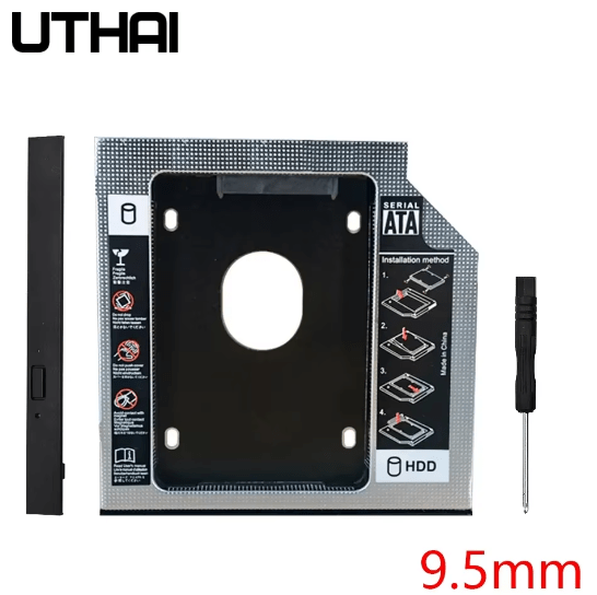 Adaptateur Support pour 2eme disque dur 2,5 "SSD Caddy Disque Baie Lecteur Optique Dur 9,0 mm SATA vers SATA,PC Portables