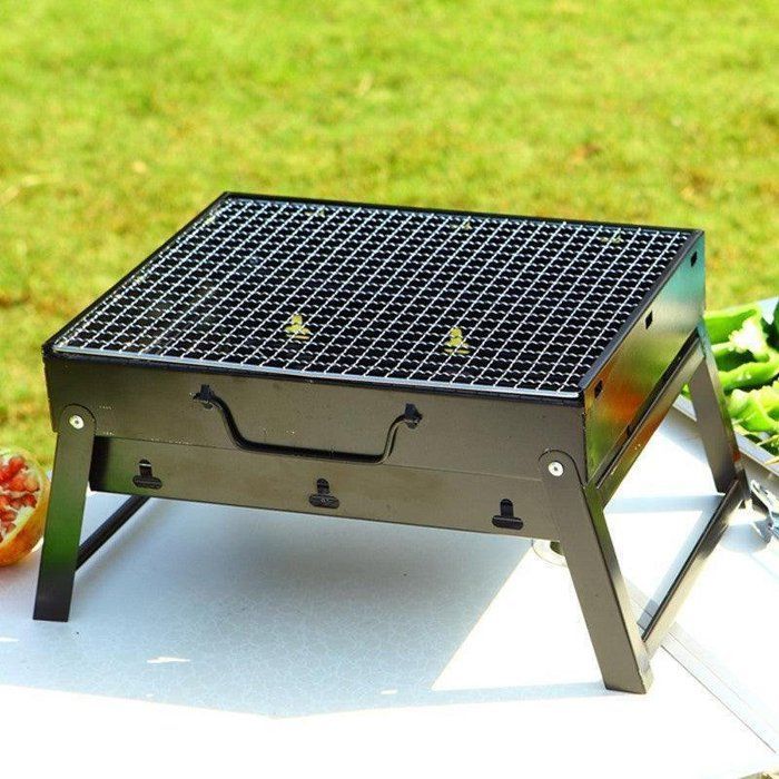 Barbecue pliable - Portable - 34/26cm - Charbon - Design contemporain - Facile à transporter