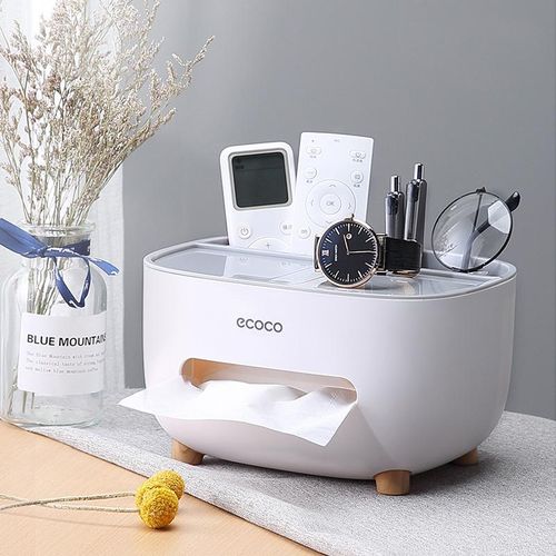 Boîte de Rangement Multifonctions - Porte-Mouchoirs, Télécommande, Support Téléphone - Design Moderne