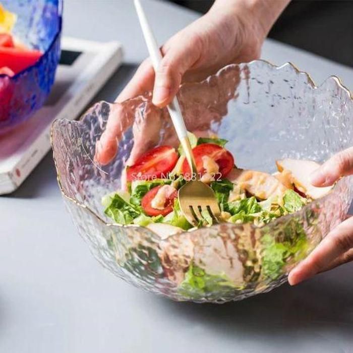 Bol en verre - 15 cm - Design élégant - Détail doré - Accessoires de cuisine