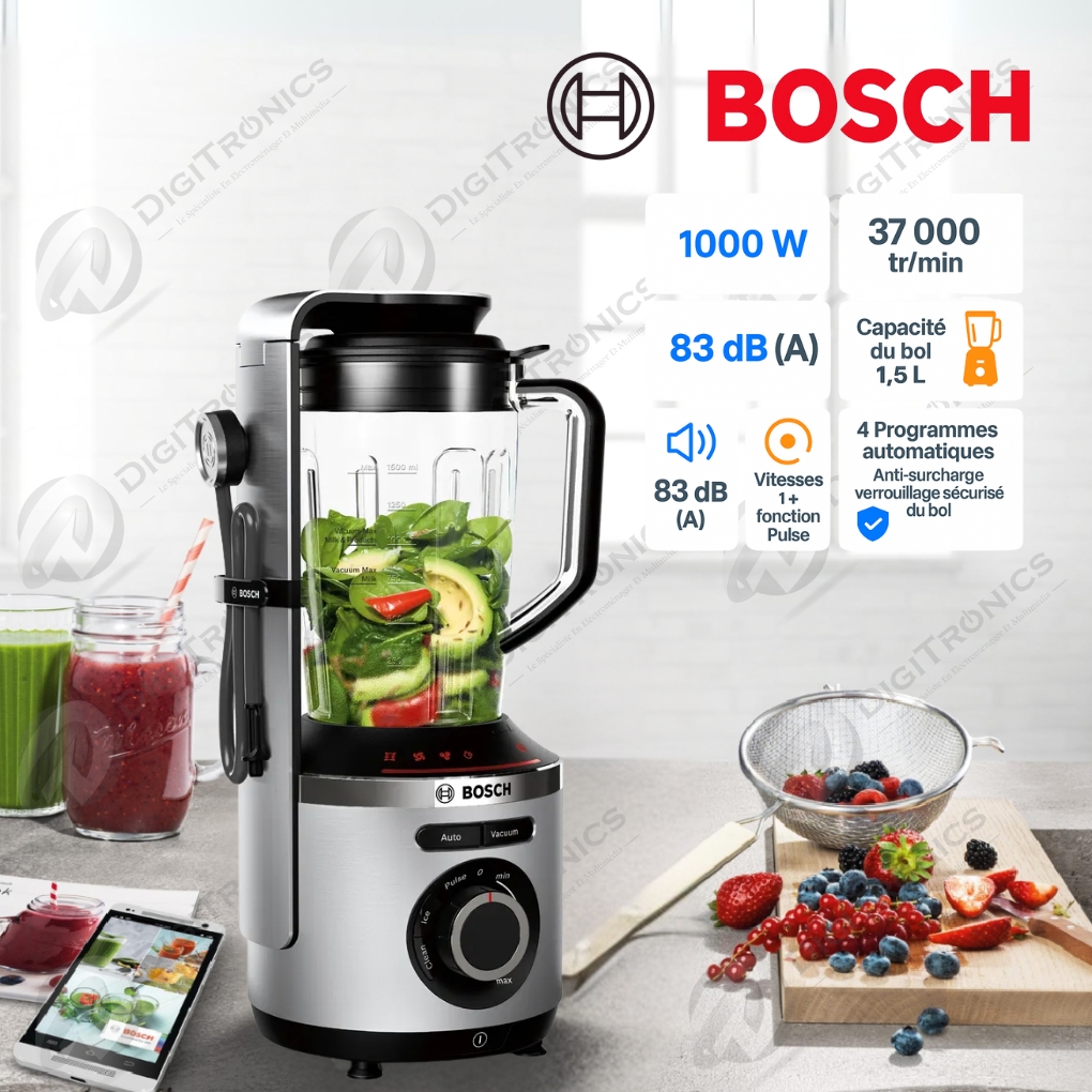 Bosch Blender sous-vide 4 programmes automatiques 1,5 L, 1000W, bol Tritan, MMBV625M