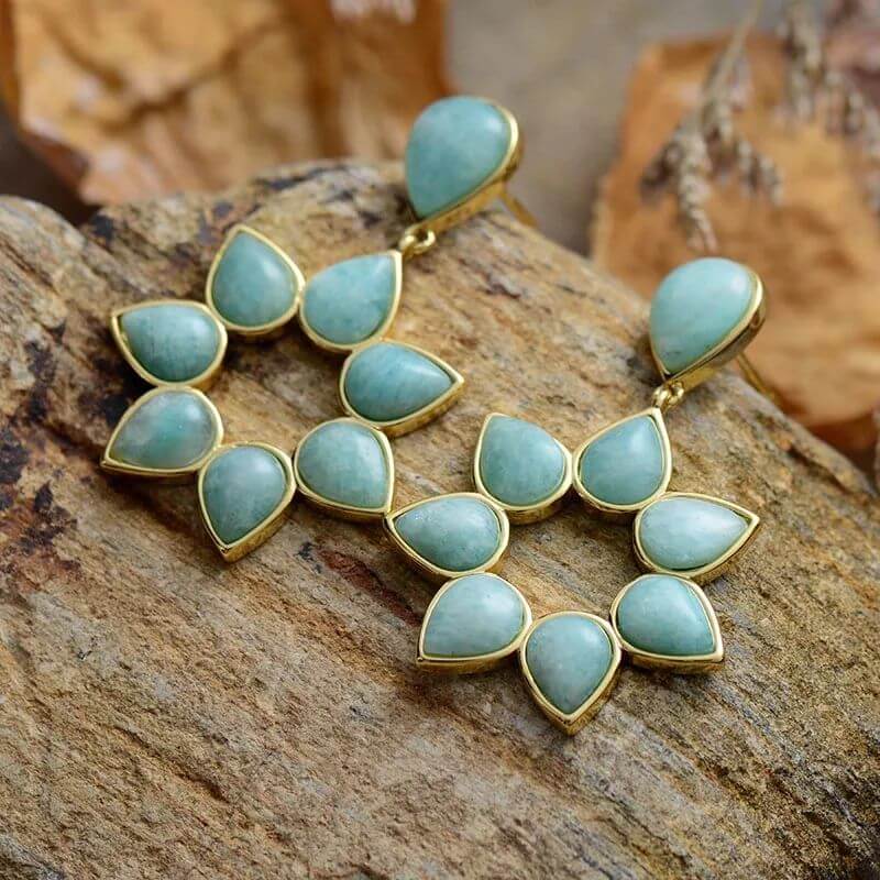 Boucle d'oreille Fleur en Amazonite