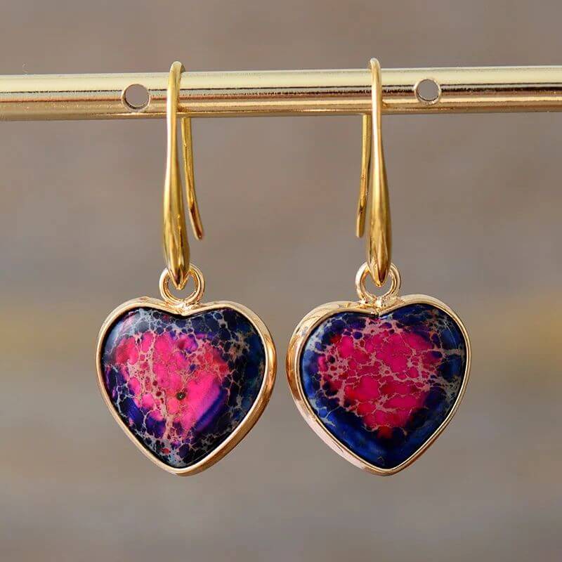 Boucles d'oreilles en Forme de cœur en Jaspe