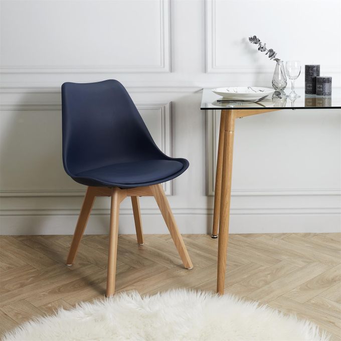 Chaise Scandinave CMP Paris avec Coque Rembourrée - Bleu