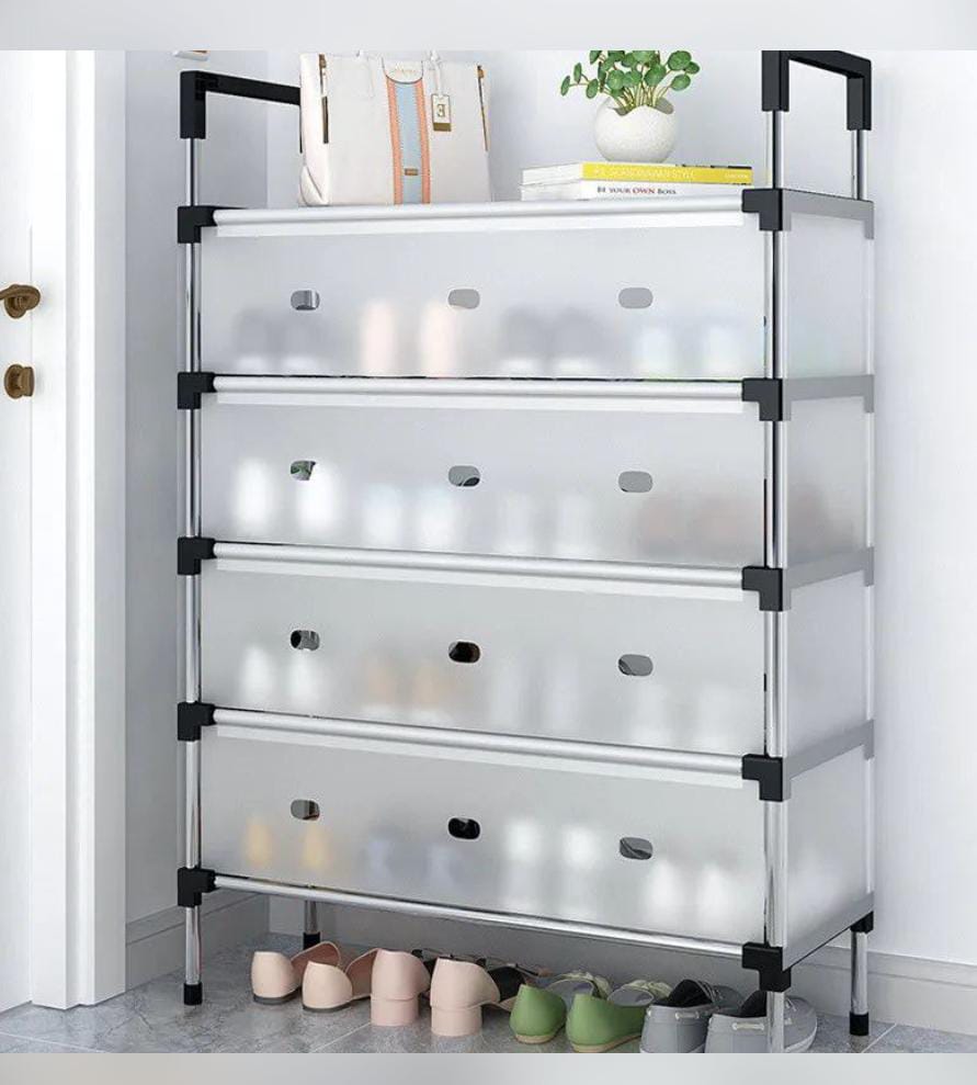 Couloir chambre étagère en tissu anti-poussière armoire à chaussures en métal armoire à chaussures couches étagère à chaussures