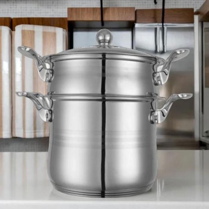Couscoussier en inox 12 litres avec couvercle en inox très haute qualité