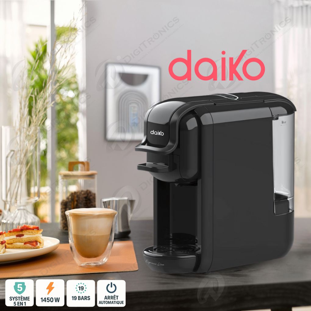 Daiko Machine à café Système 5 en 1 Max 19 Bars 1450W, CF8193K