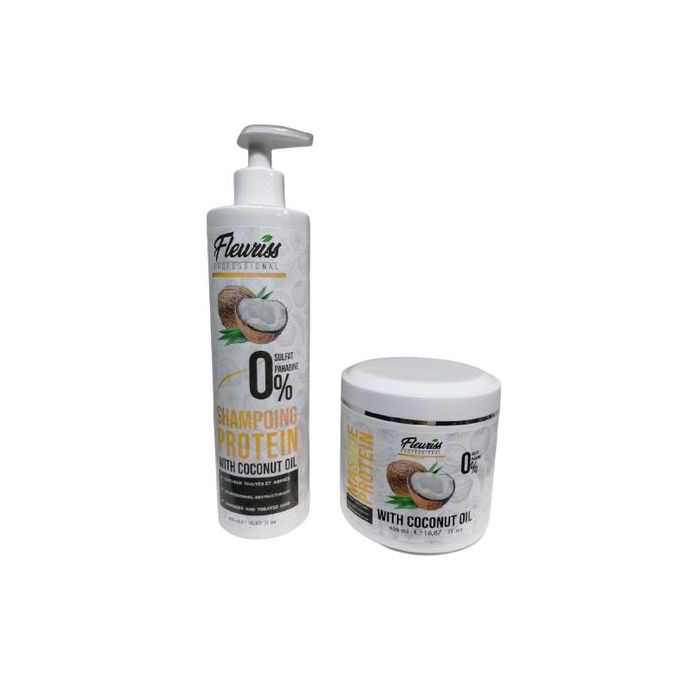 fleuriss shampoing masque sans sulfate à la protein pour cheveux traités et abimés 400 ml