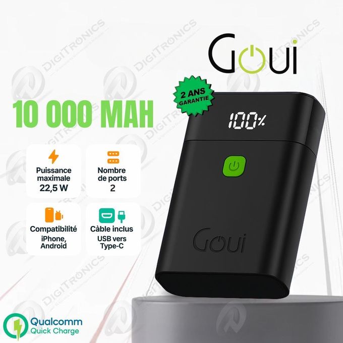 Goui P10 Power Bank 10 000 mAh, Charge rapide PD &amp; QC, 22W