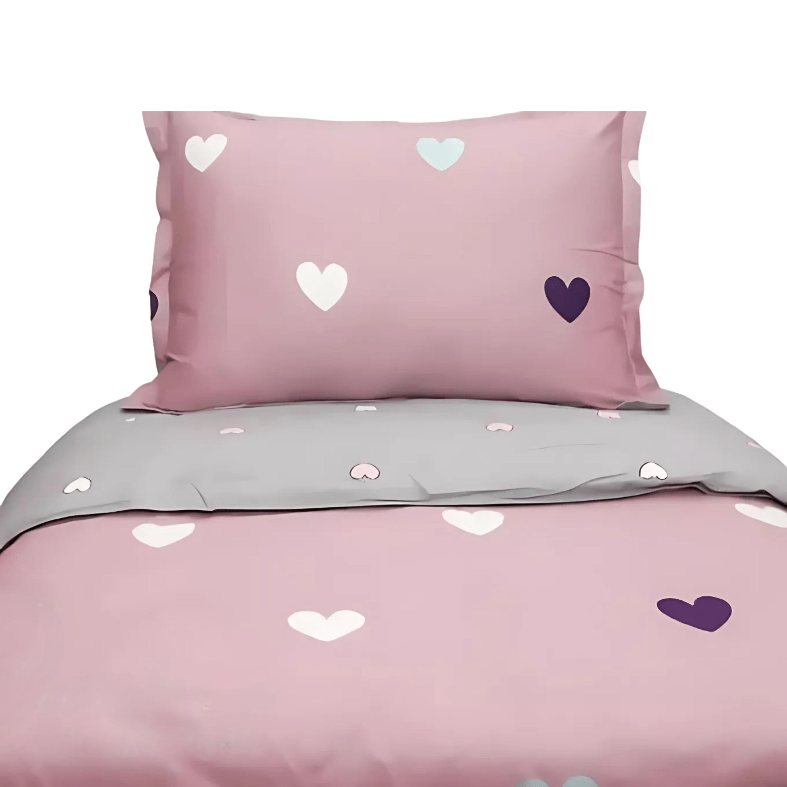 Housse de Couette 2 Faces avec 1 Taie d'Oreiller