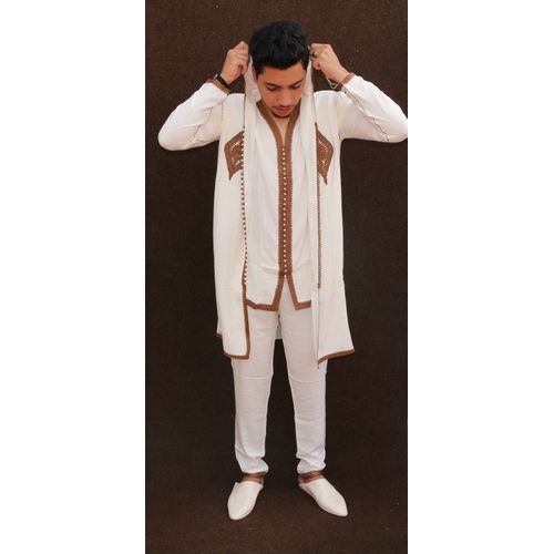 Jabador Maroc Ensemble HAYTAM 100/100 coton haute couture- Blanc cassé