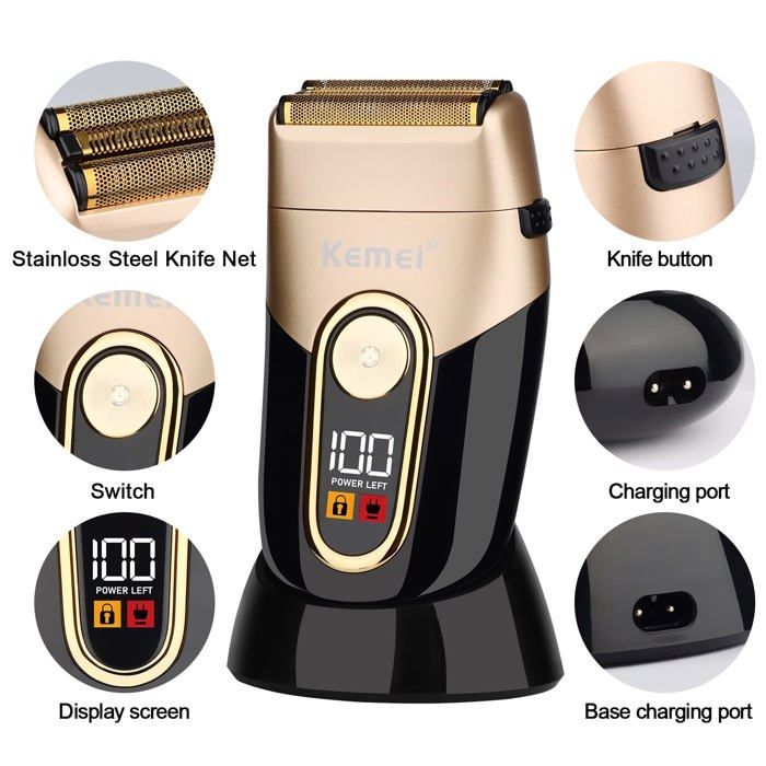 Kemei KM-3209 Rechargeable Beard Shaver Electric Shaver Men Electric Razor Floating Hair Trimmer Face Care
