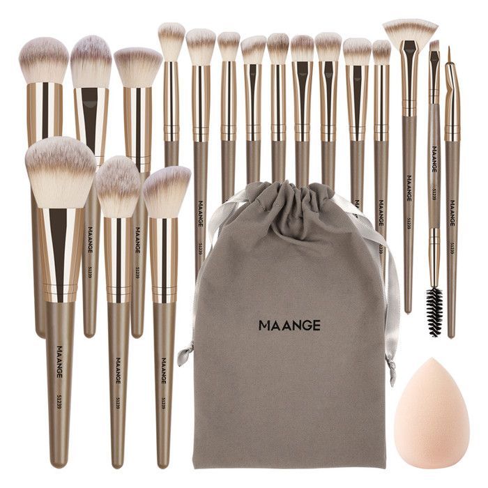 Kit de pinceaux de maquillage - Maange - 18 pièces - Fibres synthétiques - Design élégant - Idéal pour débutants