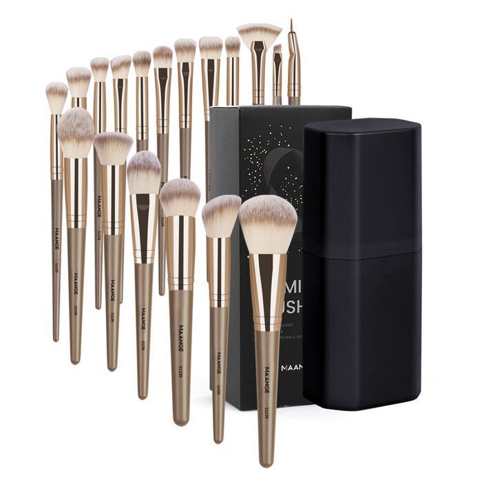 Kit de pinceaux de maquillage - MAANGE - 18Pcs - Fibres Nylon - Poignée en plastique - Couleurs variées