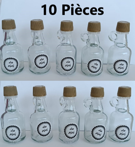 Lot de 10 Bouteilles en Verre avec couvercle en plastique et poignée en boucle