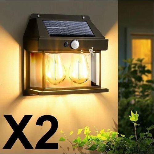 Lot de 2 Appliques Solaires à 2 Ampoules