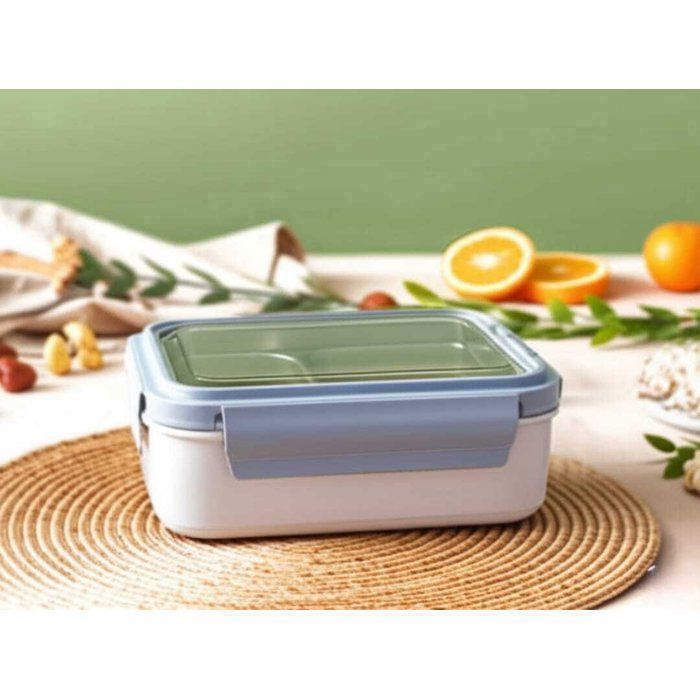 Lunch Box Isotherme - 2 Compartiments + Cuillère plastique alimentaire – Parfait pour l'École et comptine -22cm/15cm-couleur BLEU