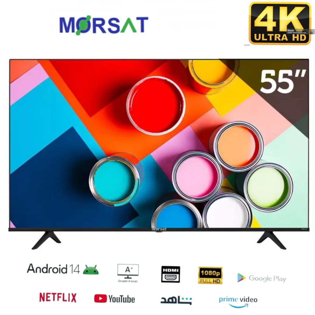 MORSAT Smart TV 55″ Android 14 – 4K Ultra HD- Récepteur TNT Intégré – 3 Ports HDMI
