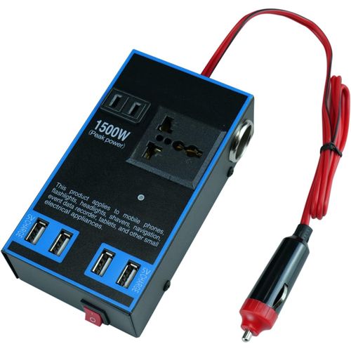 Onduleur de voiture 1500W 12V 24V à 220V ,4 ports avec prise, charge rapide,adaptateur USB